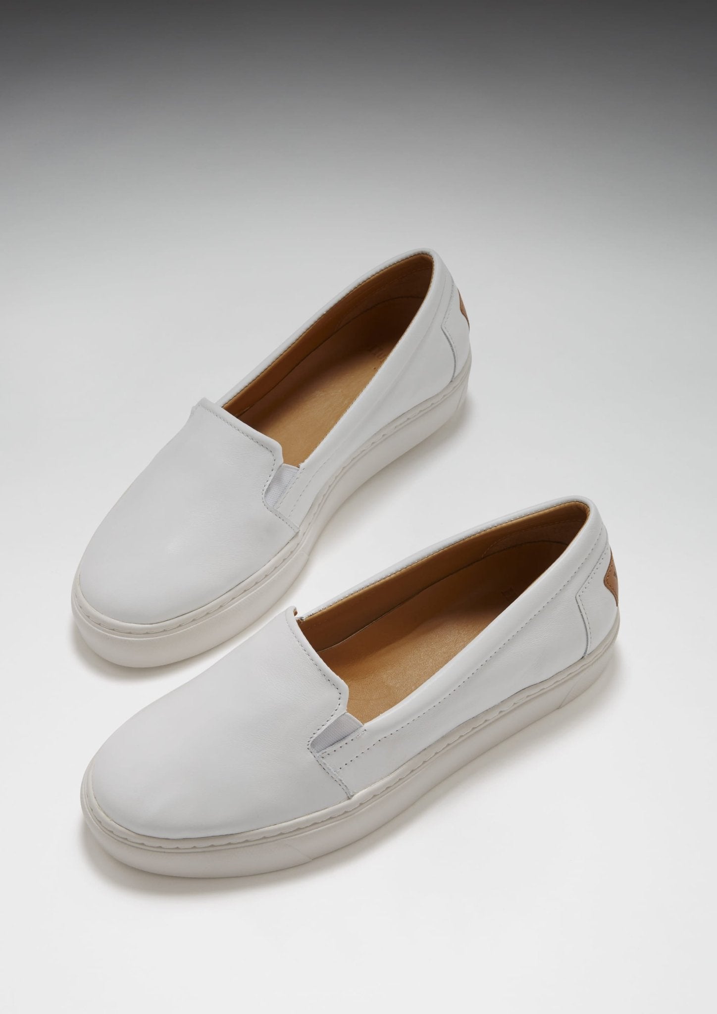 Women's Slip-On Sneakers, white leather - Hugs & Co.