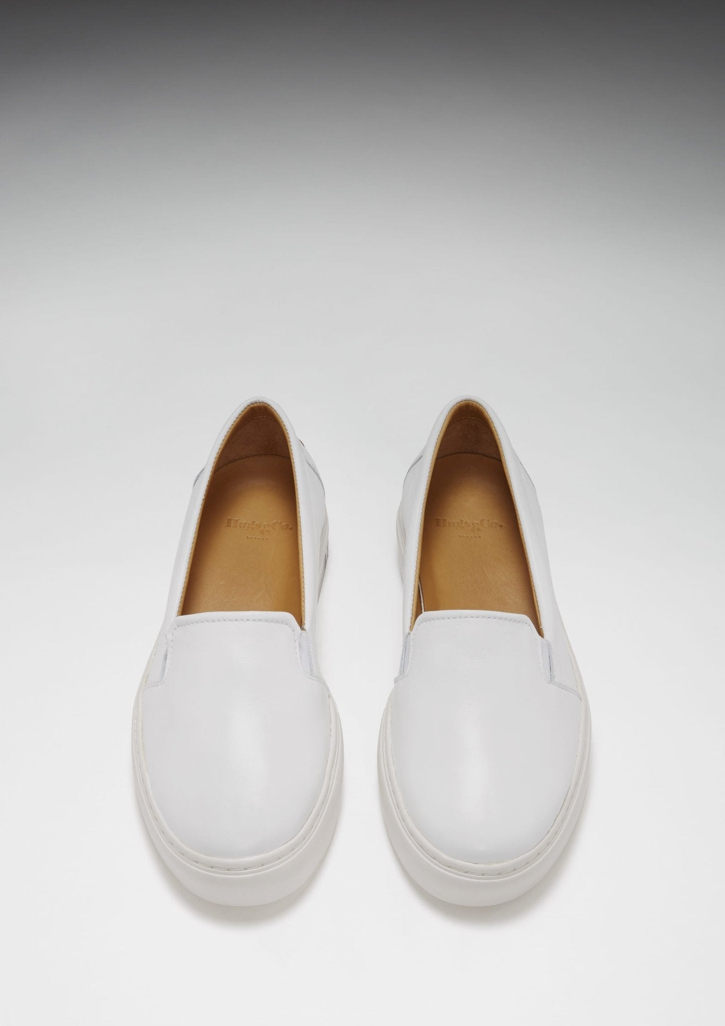 Women's Slip-On Sneakers, white leather - Hugs & Co.