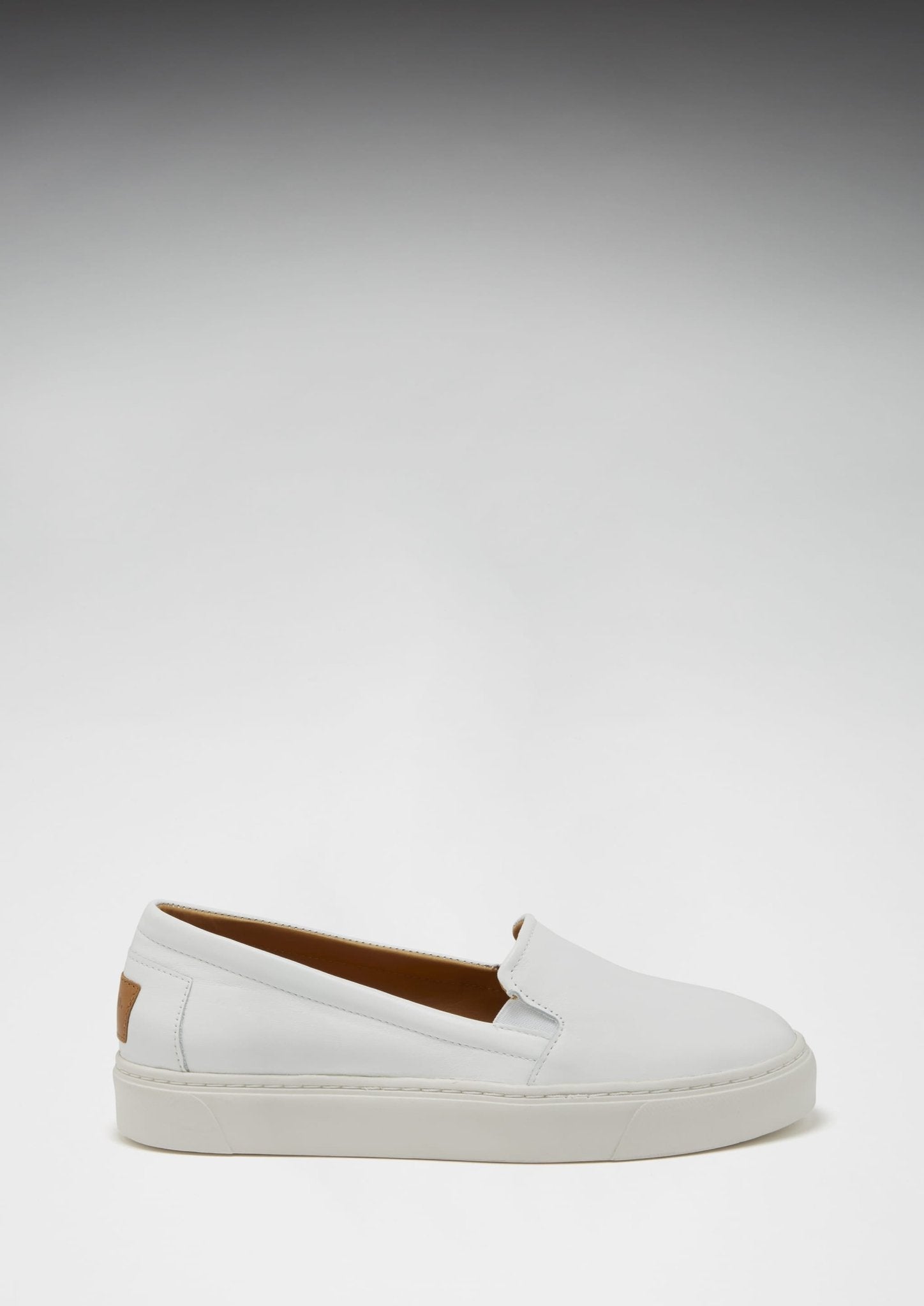 Women's Slip-On Sneakers, white leather - Hugs & Co.