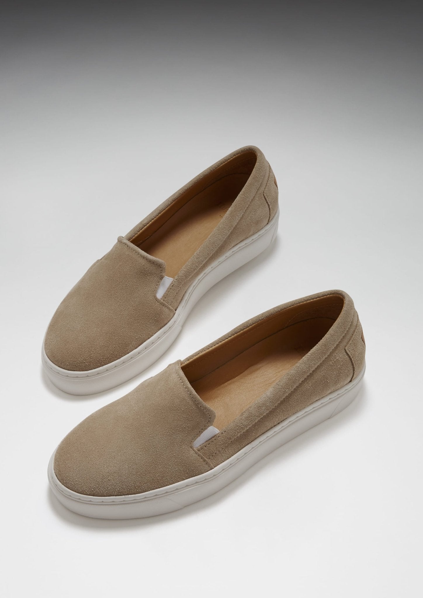 Women's Slip-On Sneakers, taupe suede - Hugs & Co.