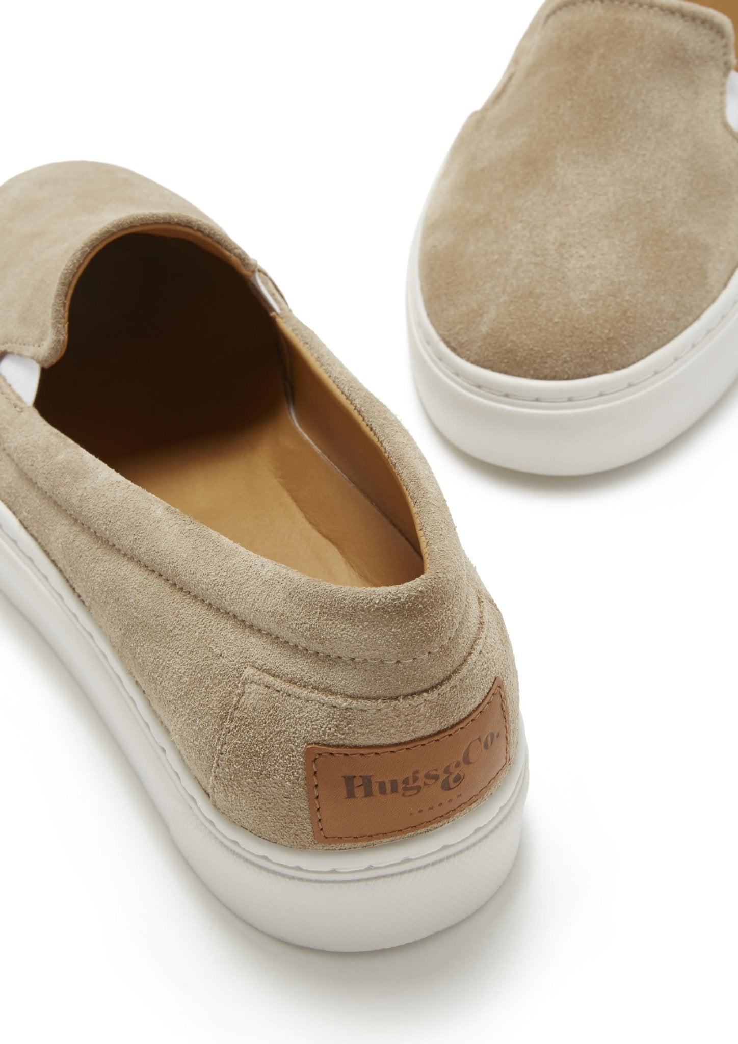 Women's Slip-On Sneakers, taupe suede - Hugs & Co.