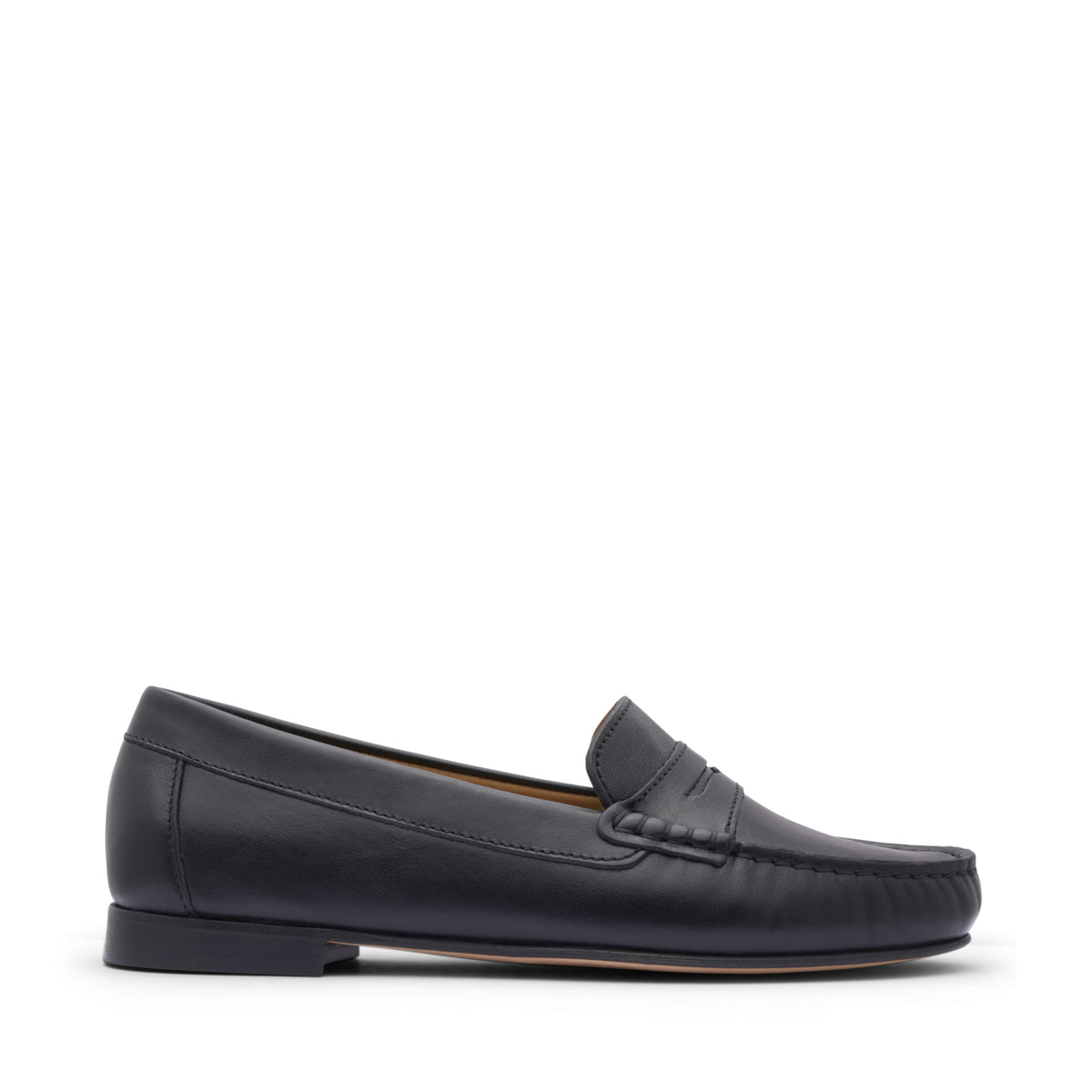 Women&#39;s Penny Loafers Leather Sole, black leather