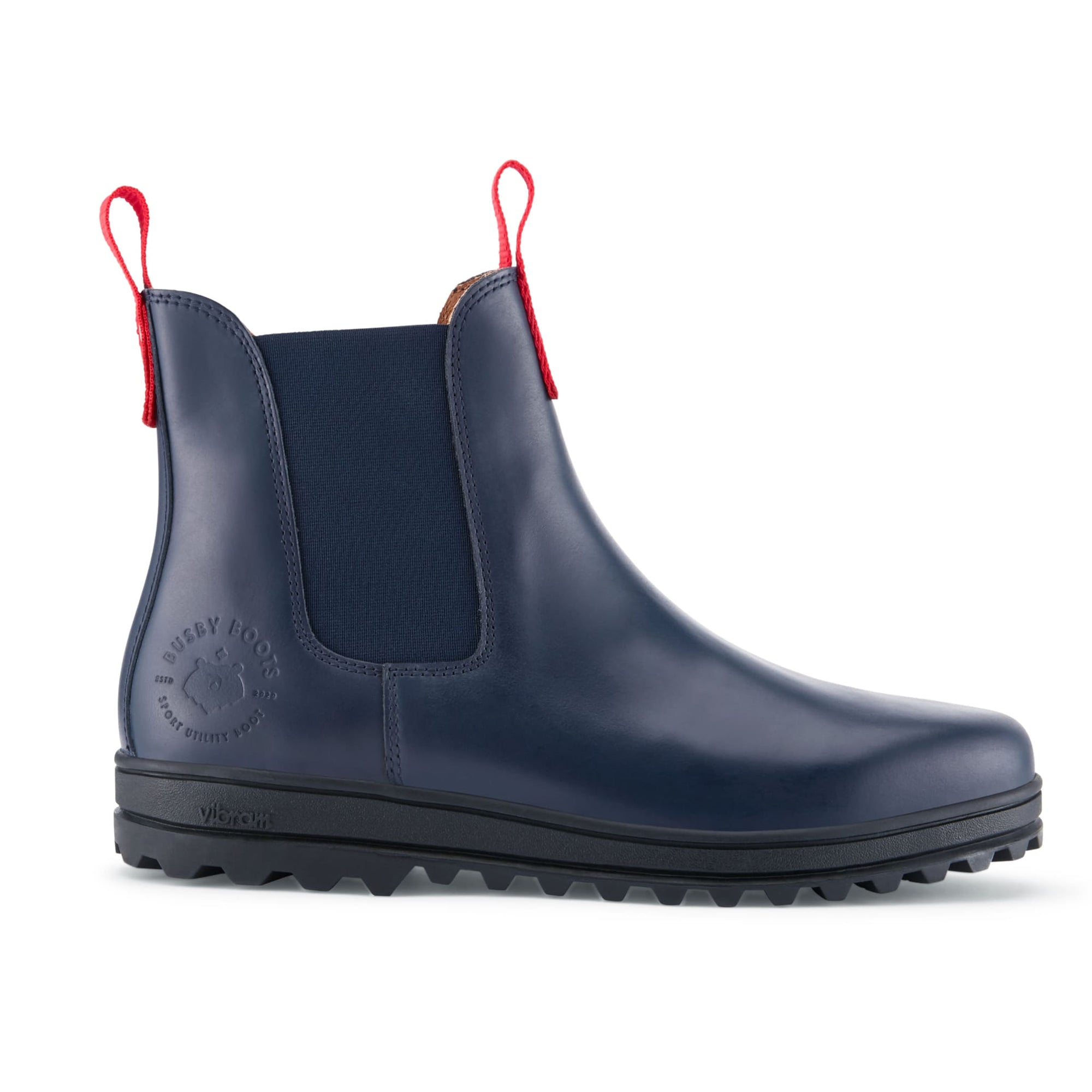 Busby Men's Winter Chelsea Boot, Navy Blue Leather