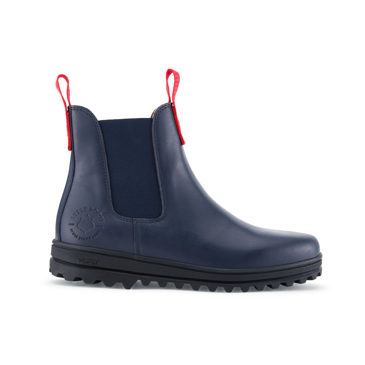 Busby Women&#39;s Winter Chelsea Boot, Navy Blue Leather