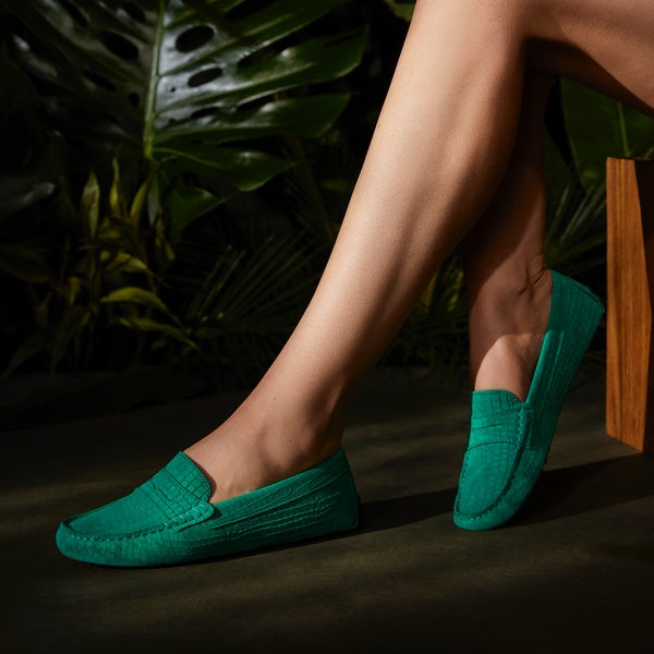 Hugs & Co. emerald green driving loafers