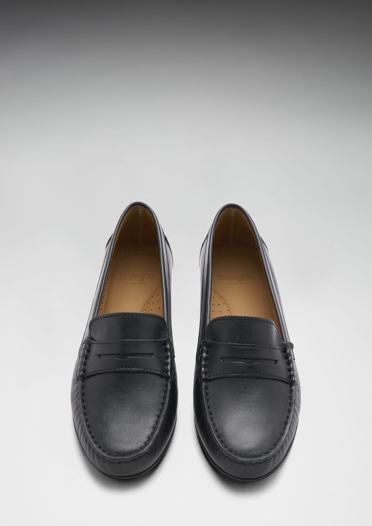 Women's Penny Loafers Leather Sole, black leather