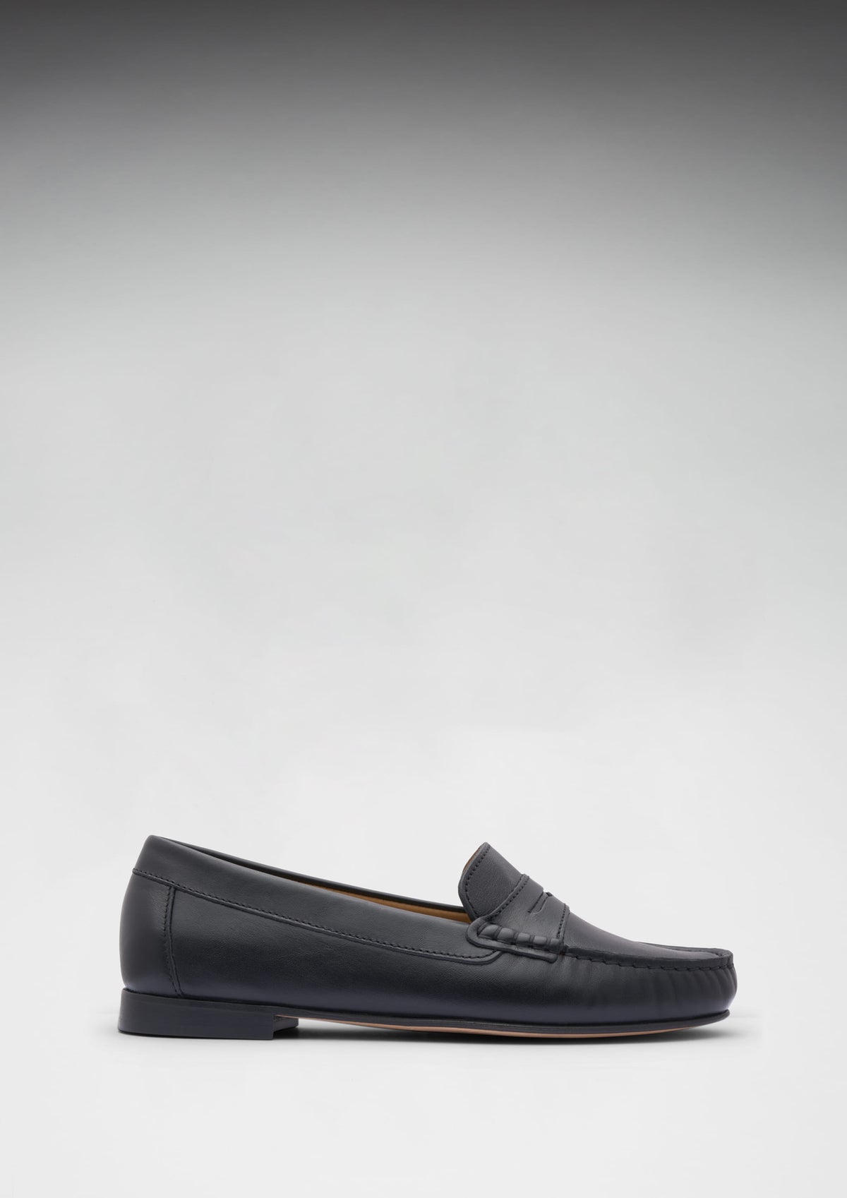 Women's Penny Loafers Leather Sole, black leather