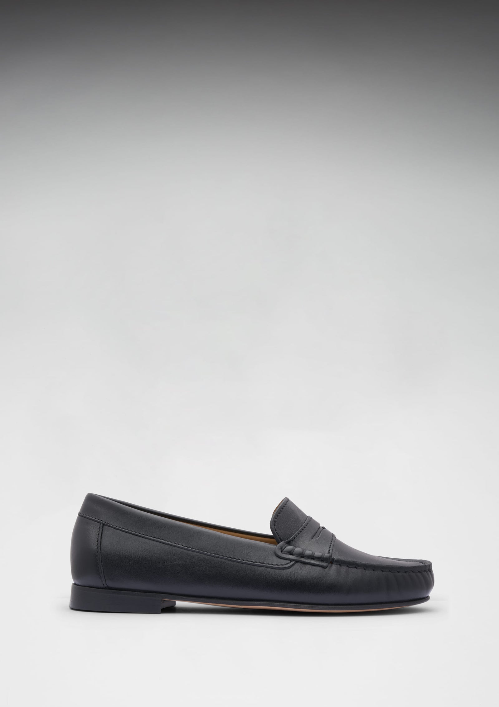 Women's Penny Loafers Leather Sole, black leather