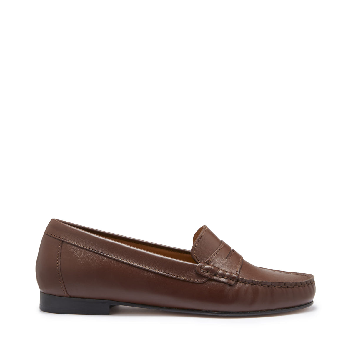 Women&#39;s Penny Loafers Leather Sole, brown leather