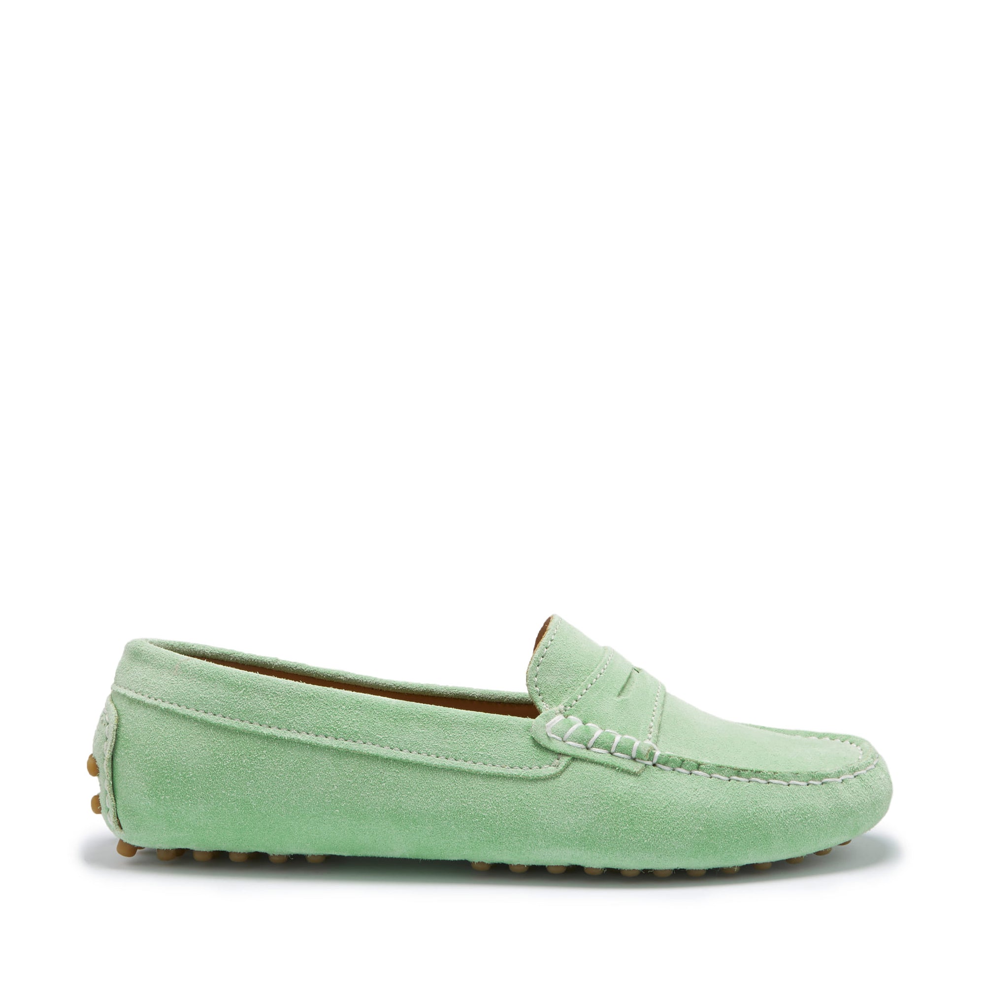 Mocassins Penny Driving femme, daim vert lagon