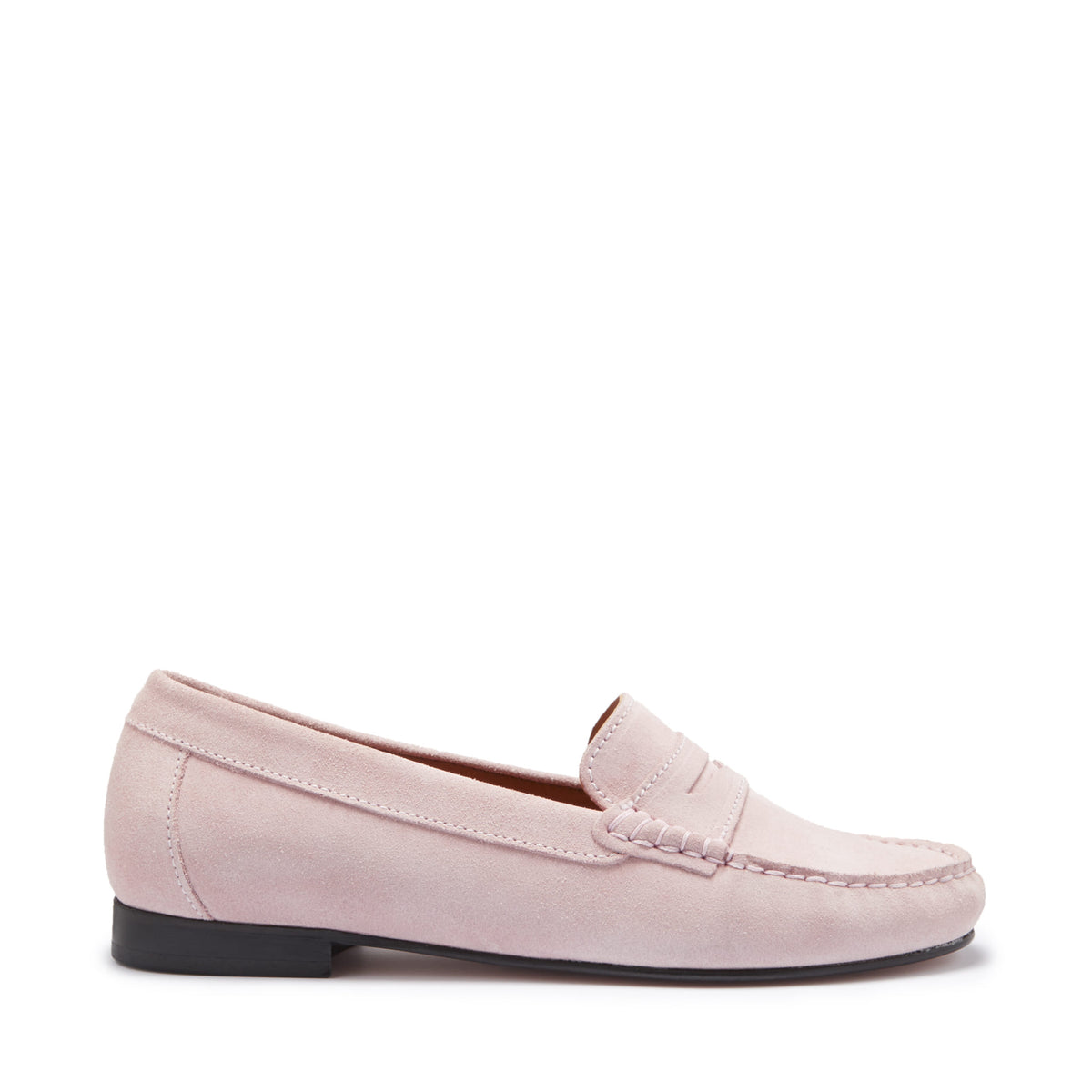 Women&#39;s Penny Loafers Leather Sole, ice pink suede