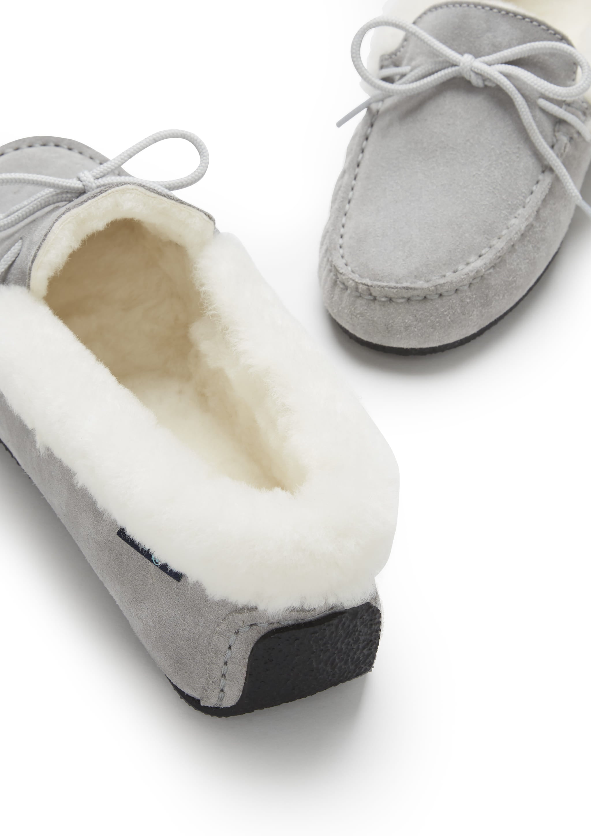 Grey sheepskin slippers womens top