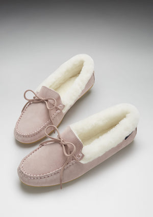 Women's slippers, sheepskin, ice pink suede