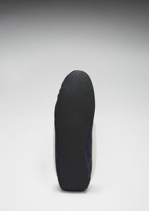 Chaussons femme, mouton, daim bleu marine