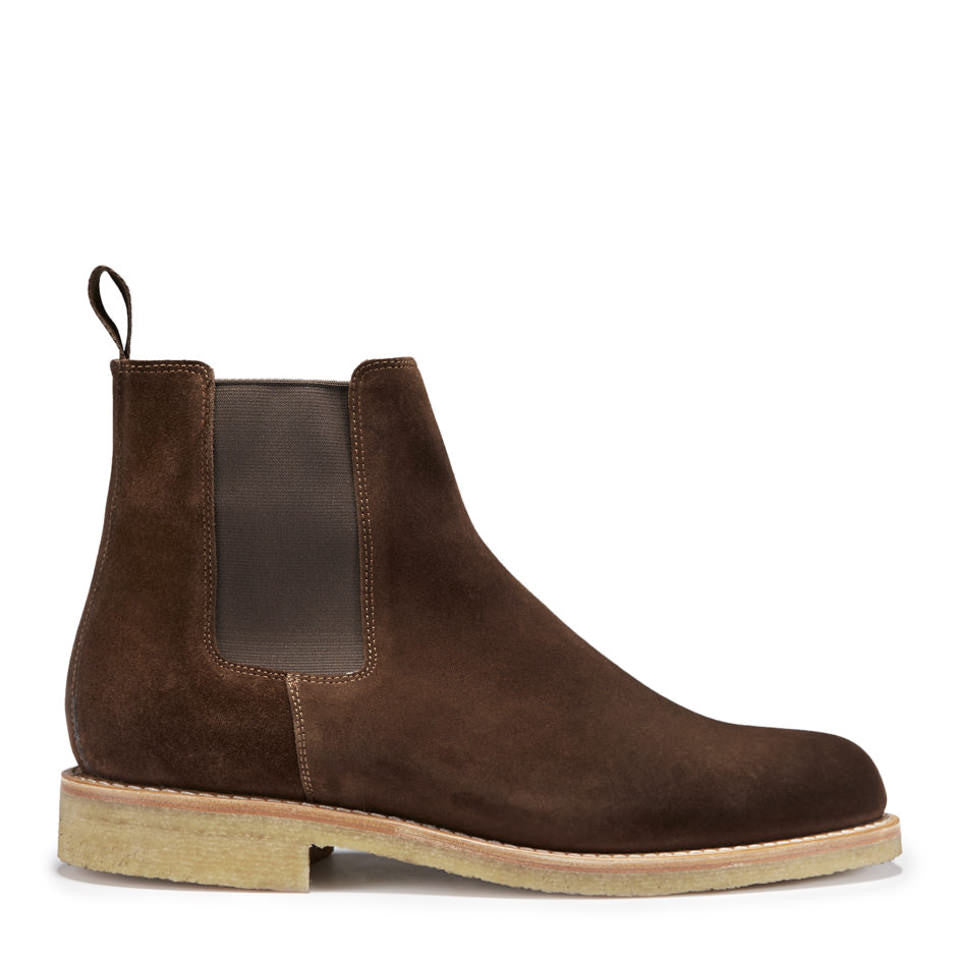 Chelsea Boots Brown Suede Crepe Rubber Sole Side