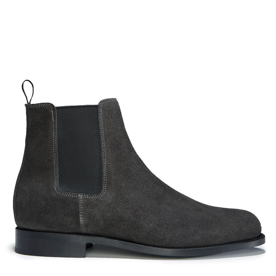Grey Suede Chelsea Boots Welted Leather Sole