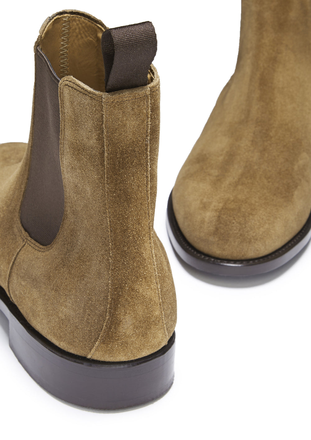 Tobacco Suede Chelsea Boots, Welted Leather Sole - Hugs & Co.