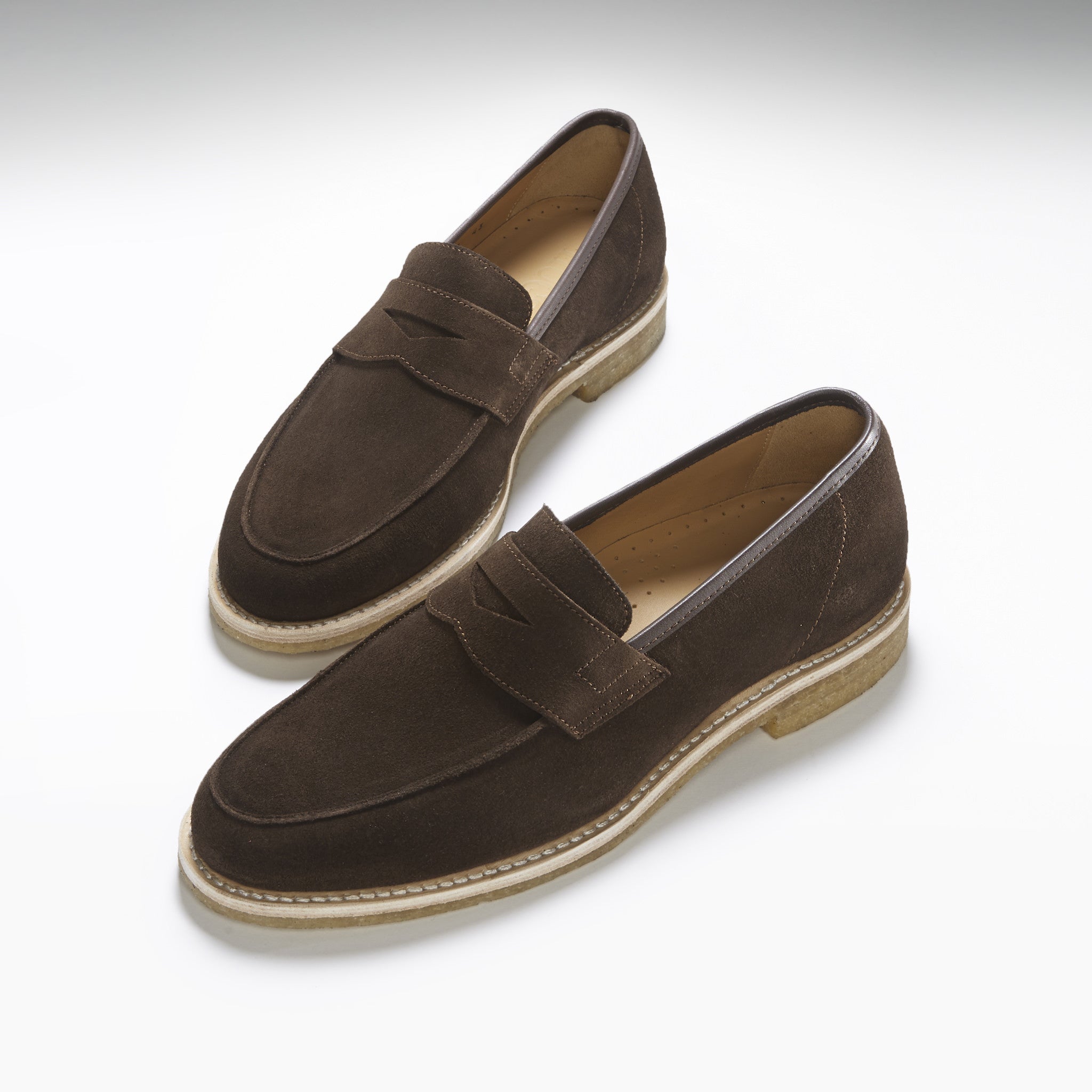 Brown Suede penny Loafers with Crepe Sole - Hugs & Co