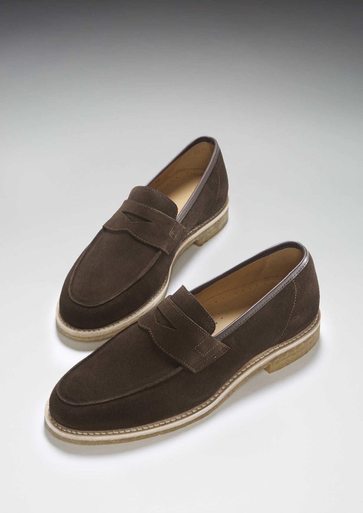  Brown Suede Goodyear Welted Loafers with Crepe Sole