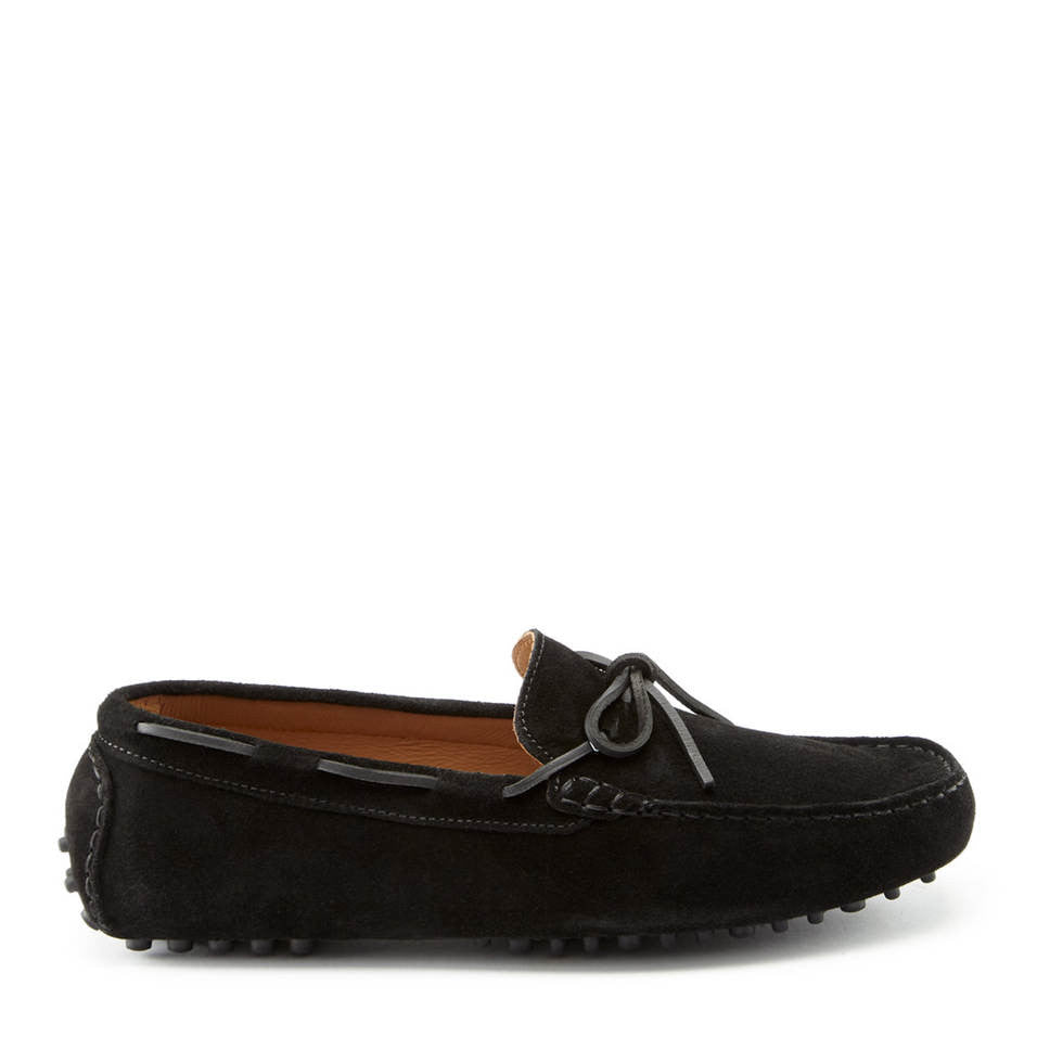 Laced Driving Loafers, Black Suede, Hugs & Co. Side