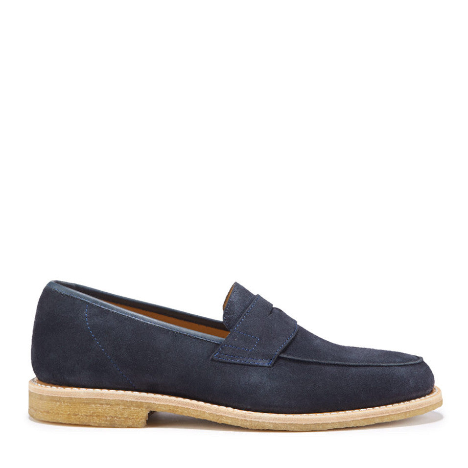 Blue Suede Crepe Loafer Side On