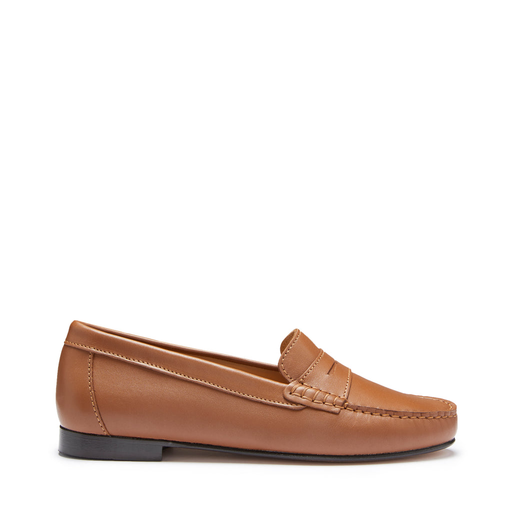 Women s Penny Loafers Leather Sole tan leather Hugs Co