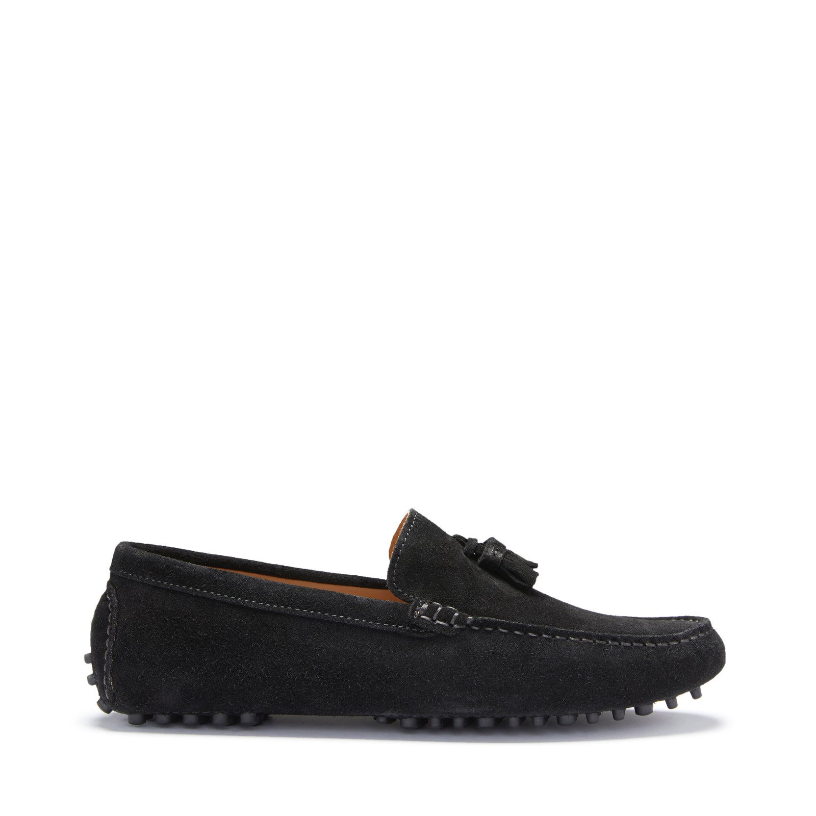 Tasselled Driving Loafers, schwarzes Wildleder