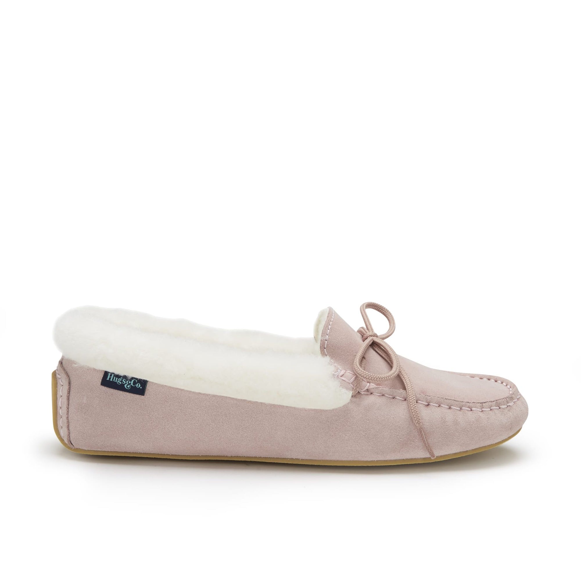 Chaussons femme, mouton, daim rose glacier