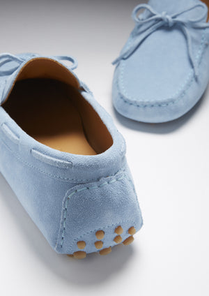 Laced Driving Loafers, sky blue suede