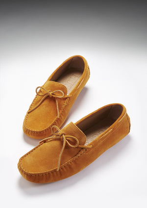 Laced Driving Loafers, burnt orange suede