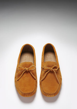 Laced Driving Loafers, burnt orange suede