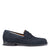 Navy Blue Suede Loafers, Welted Leather Sole