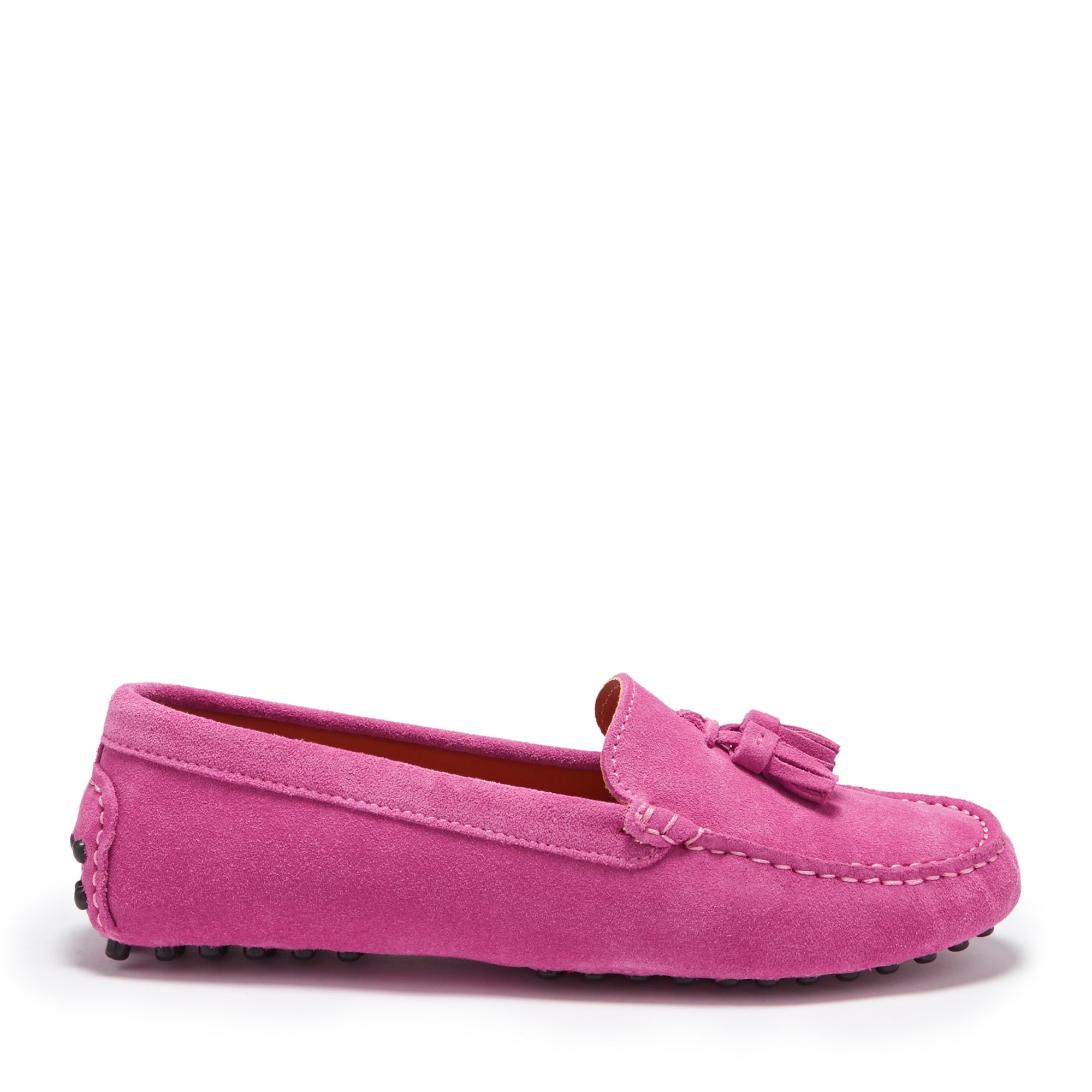 Mocassins de conduite à pampilles pour femme, daim rose