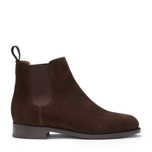 Bottines Chelsea Femme En Cuir Suédé Marron, Semelle Cousue En Cuir