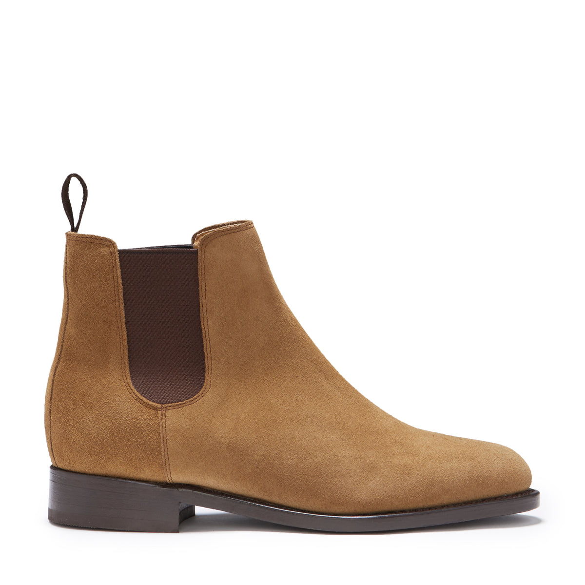Women&#39;s Tobacco Suede Chelsea Boots, Welted Leather Sole