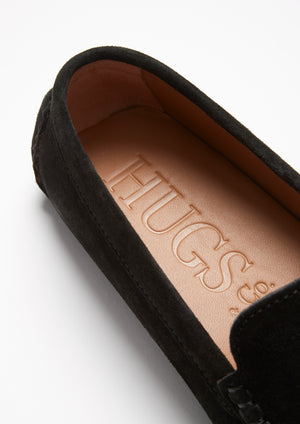 Tasselled Driving Loafers, black suede