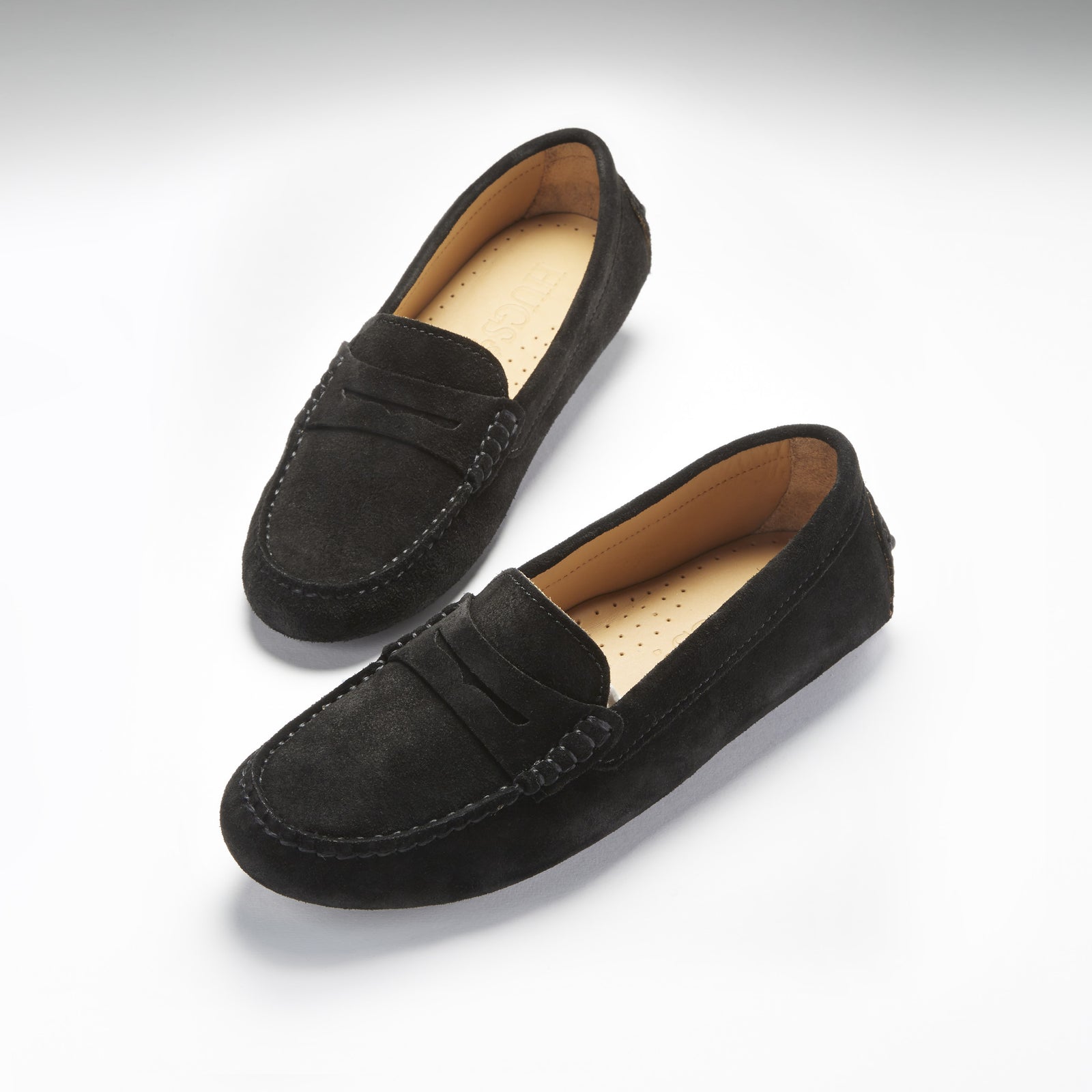 Womens black driving moccasins top