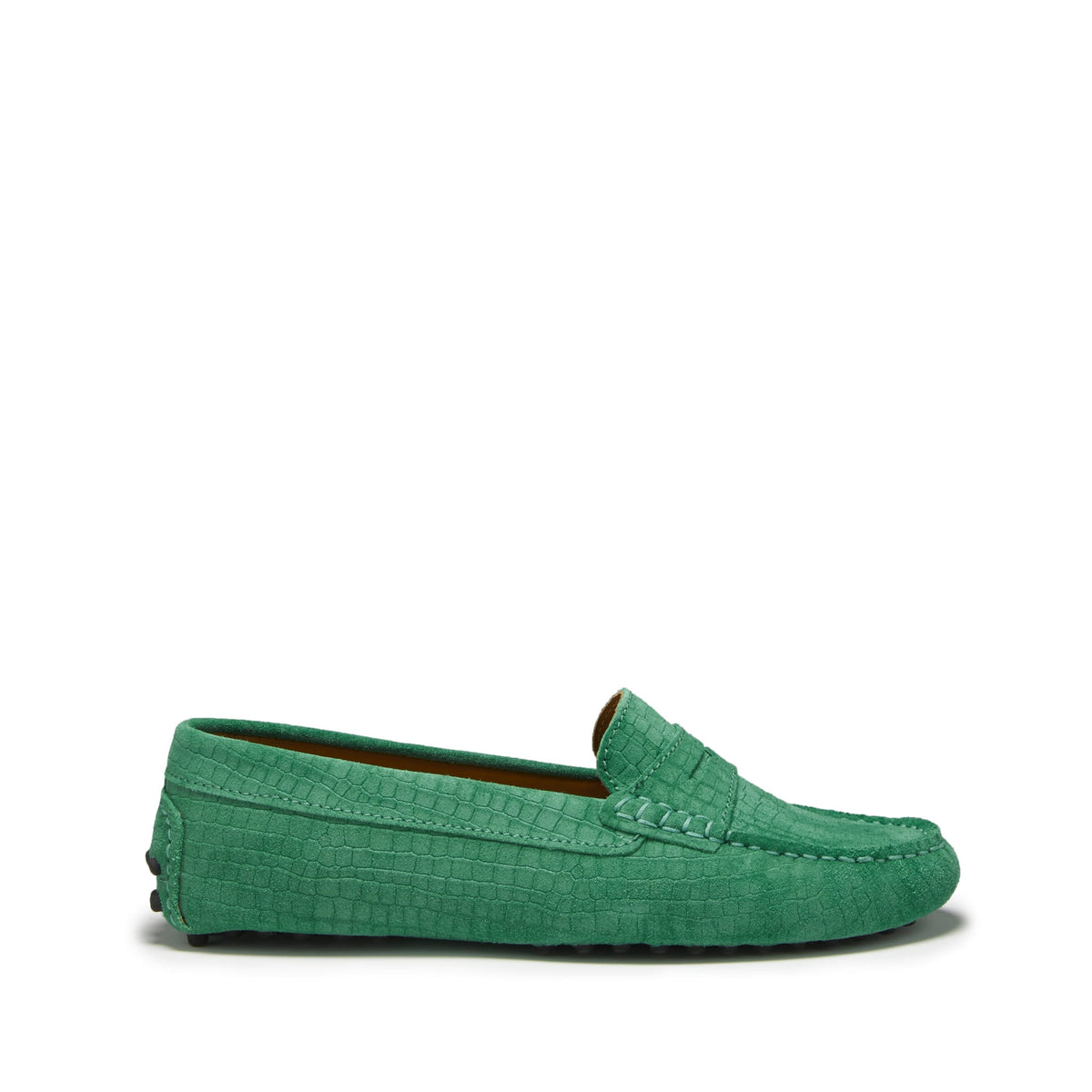 Women&#39;s Penny Driving Loafers, emerald embossed suede