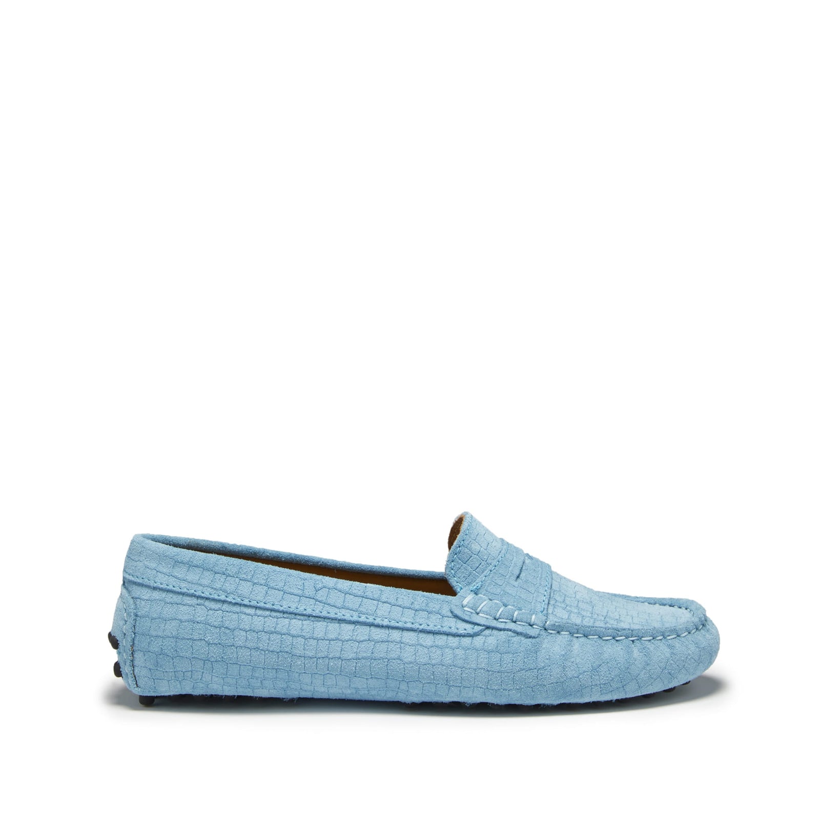 Penny Driving Loafer für Damen, blaues geprägtes Wildleder