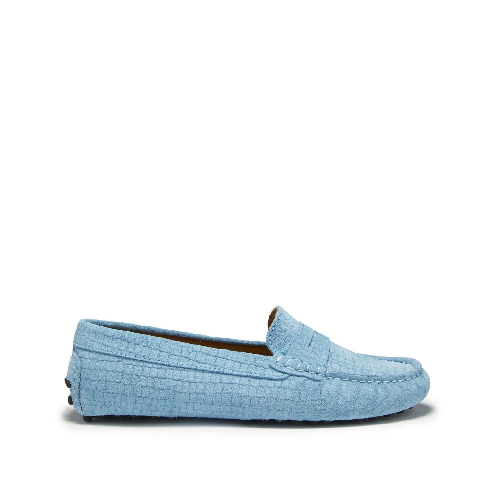 Mocassins Penny Driving pour femmes, daim gaufré bleu