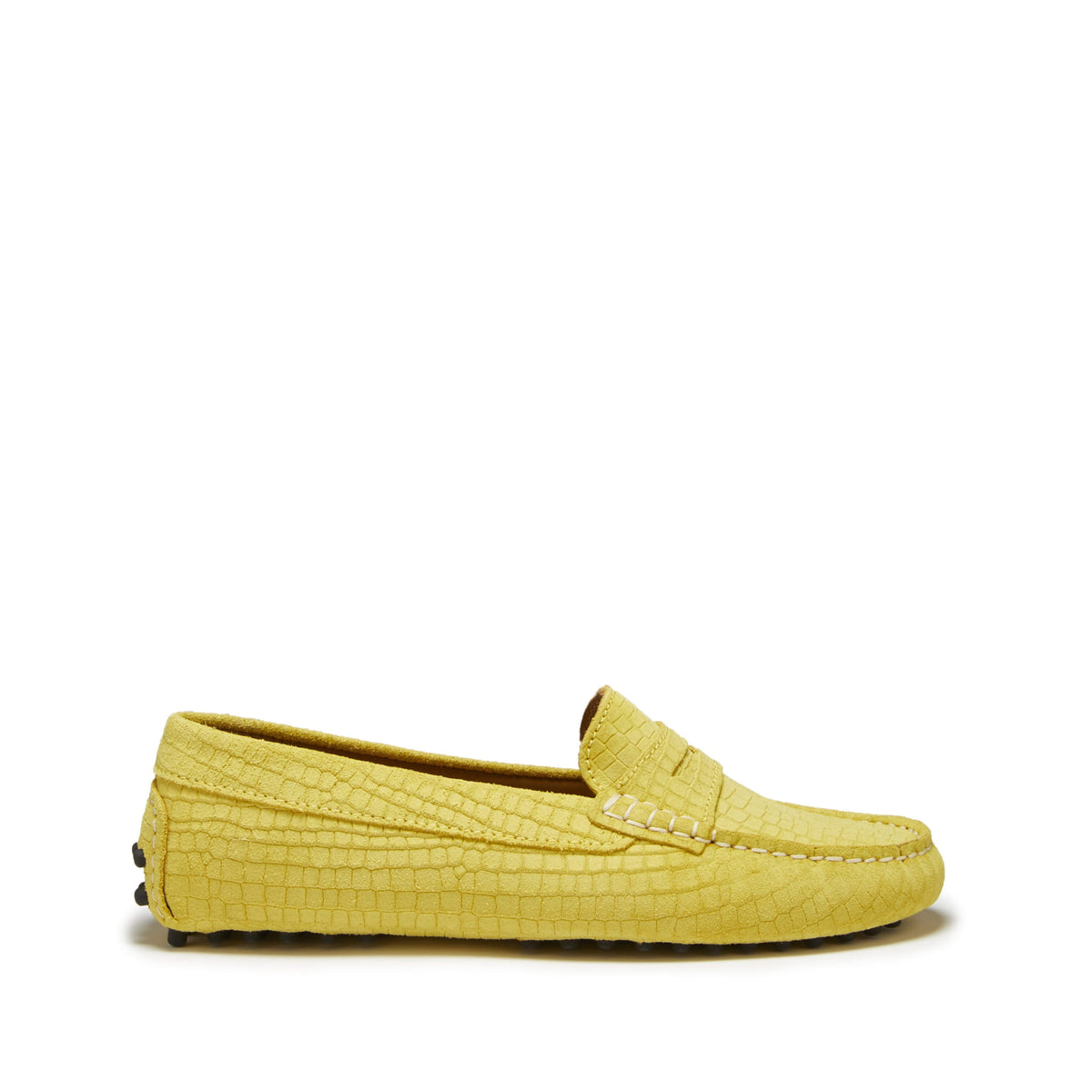 Women&#39;s Penny Driving Loafers, yellow embossed suede