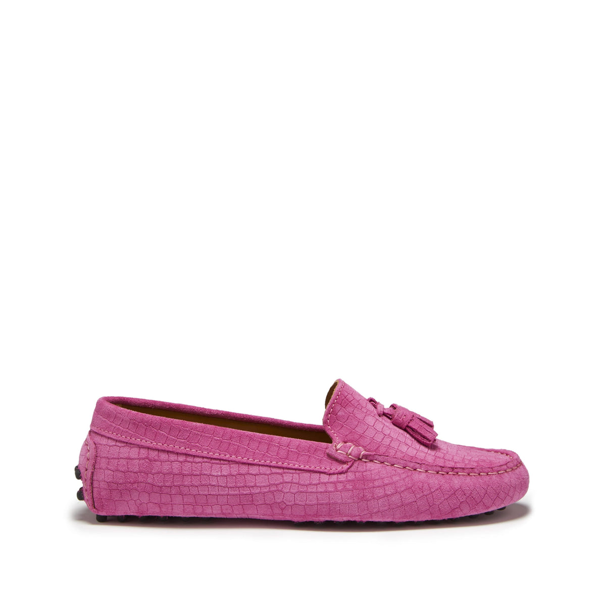 Women&#39;s Tasselled Driving Loafers, pink embossed suede