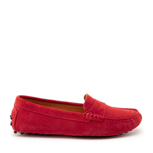 Women's Penny Driving Loafers, red suede