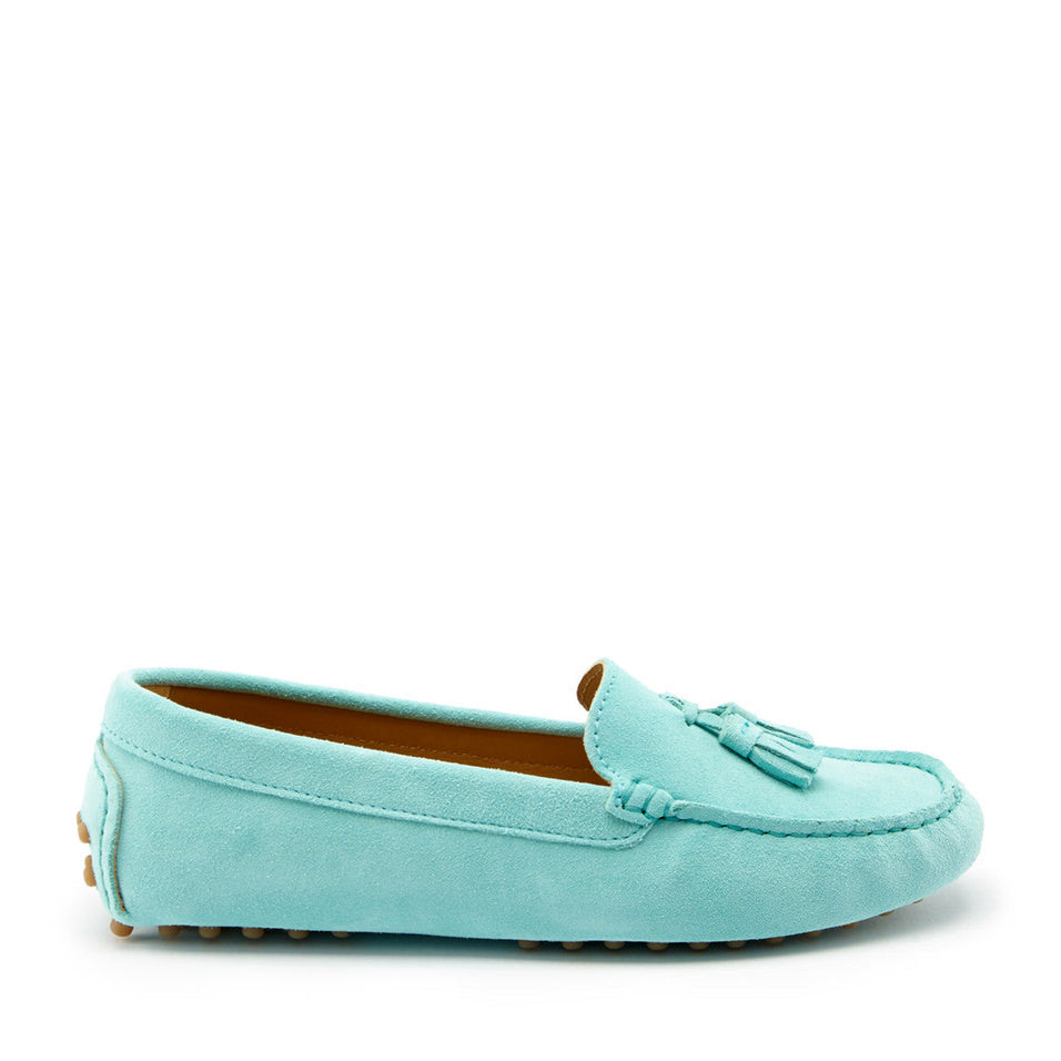 Women&#39;s Tasselled Driving Loafers, aqua suede