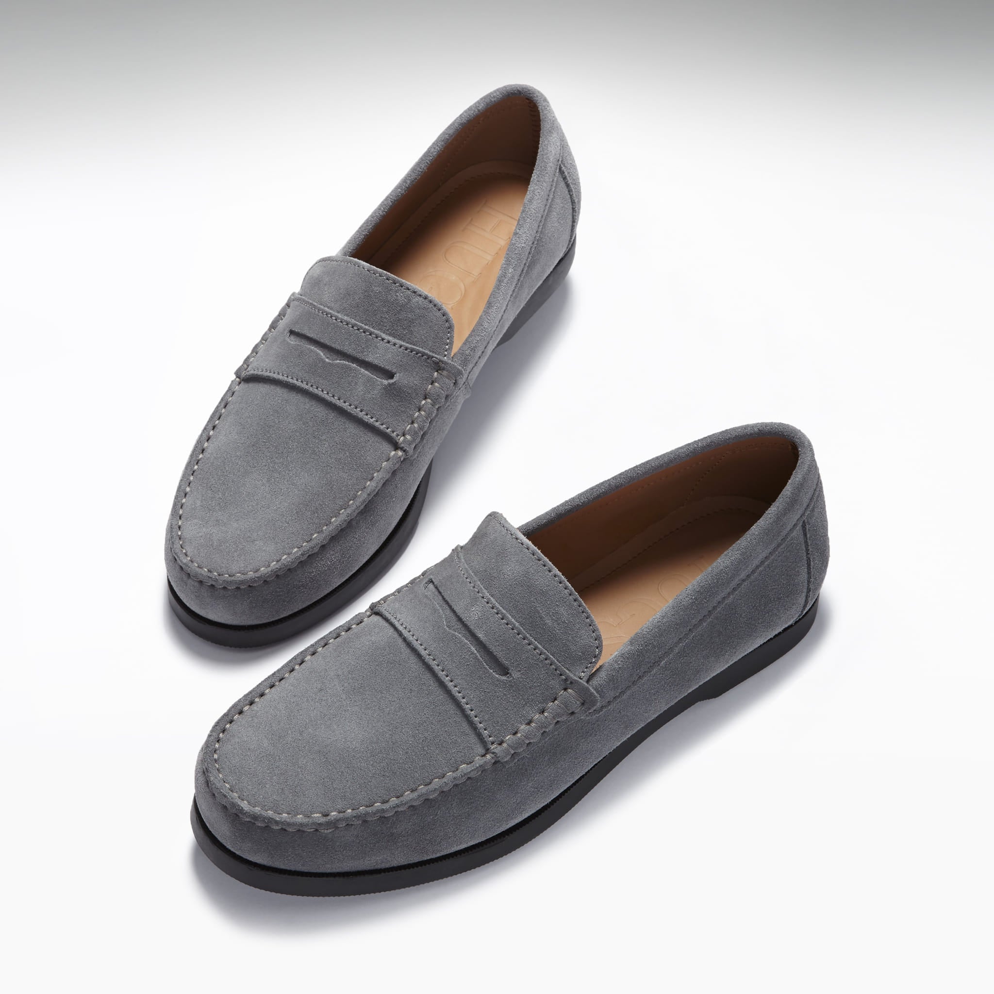 Boat Loafers slate grey suede Hugs Co