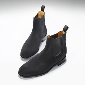Black Suede Chelsea Boots, Welted Leather Sole