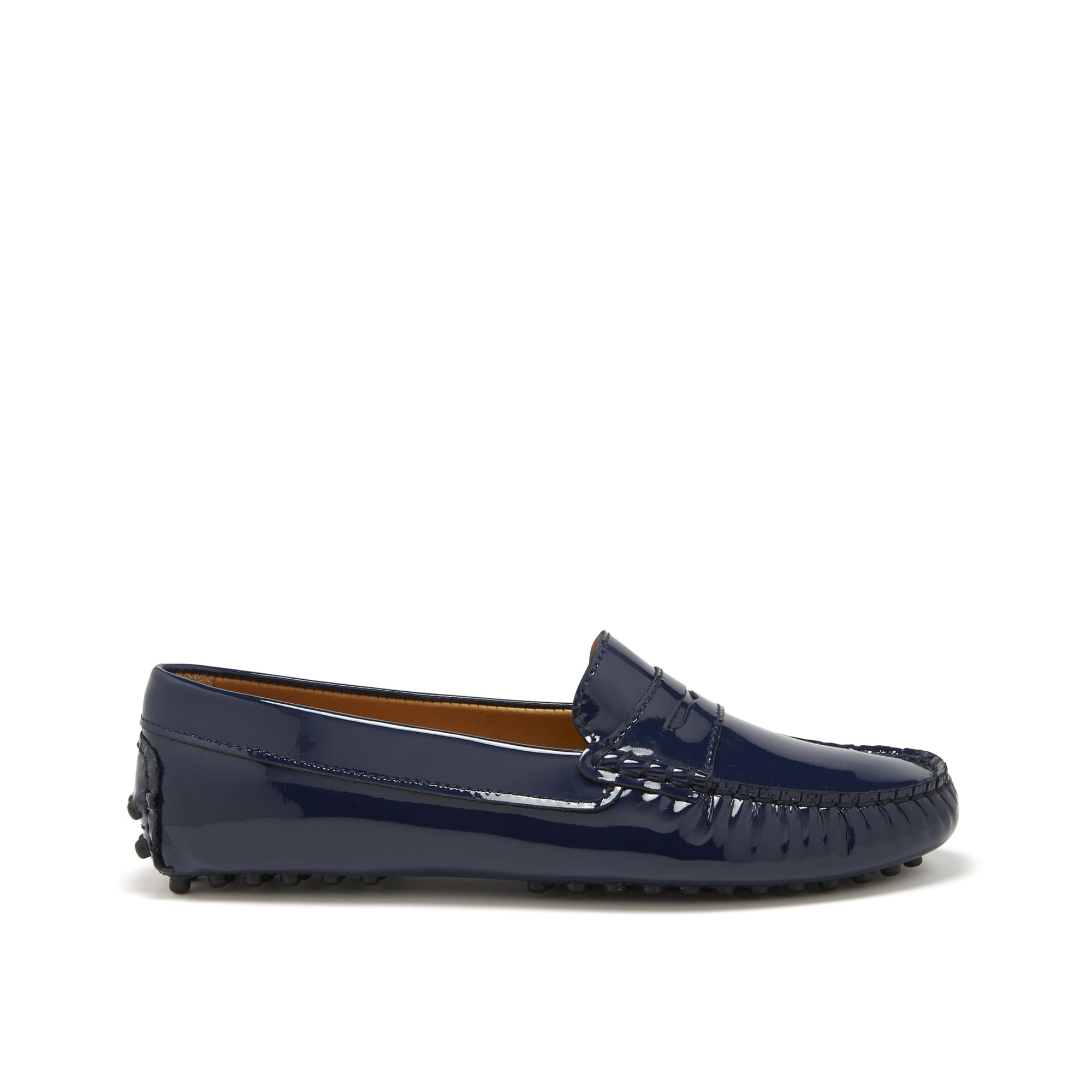 Mocassins Penny Driving pour femme, cuir verni bleu marine