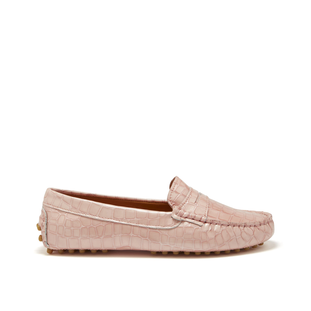 Women&#39;s Penny Driving Loafers, powder pink print patent leather