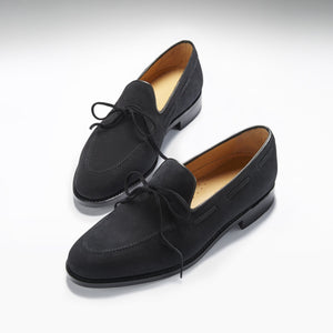 Black Suede Laced Loafers, Welted Leather Sole