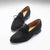 Mocassins Lacets en Daim Noir, Semelle Cuir Cousue